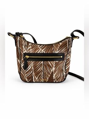 Vera Bradley Women's Brown Black White Banana Leaf Mini VIVIAN Crossbody Bag NEW